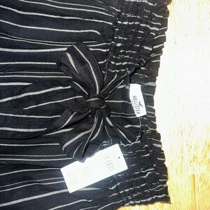 Hollister Black and White Striped High Waist Shorts
